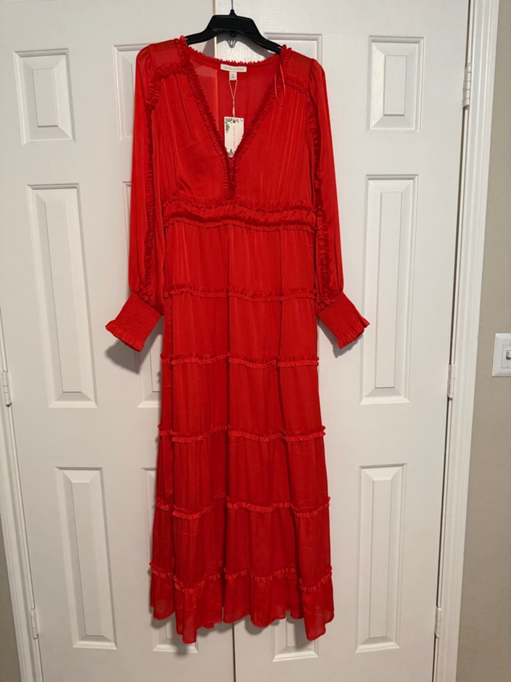 Chelsea & Violet Poppy Red Ruffle Tiered Maxi Dress
